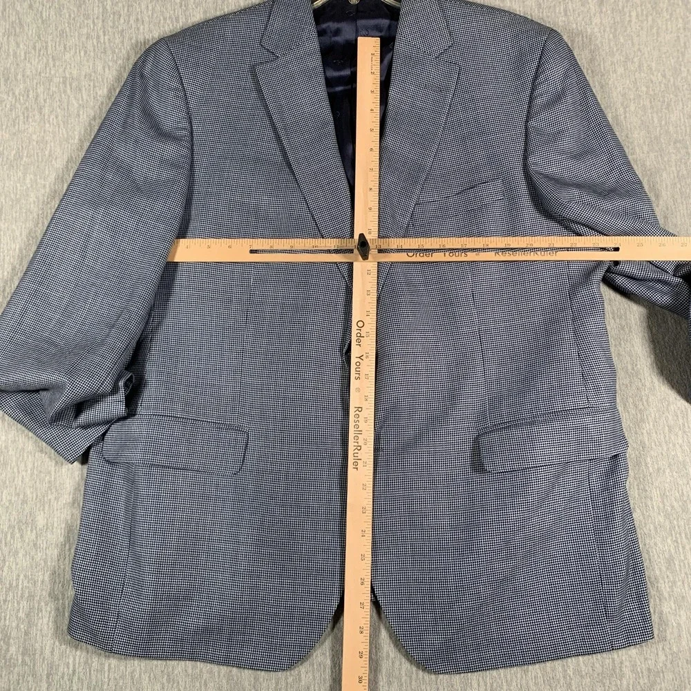 David Donahue Blazer Mens‎ 48R Blue Check Wool Silk Linen Sport Coat Connor SPJ